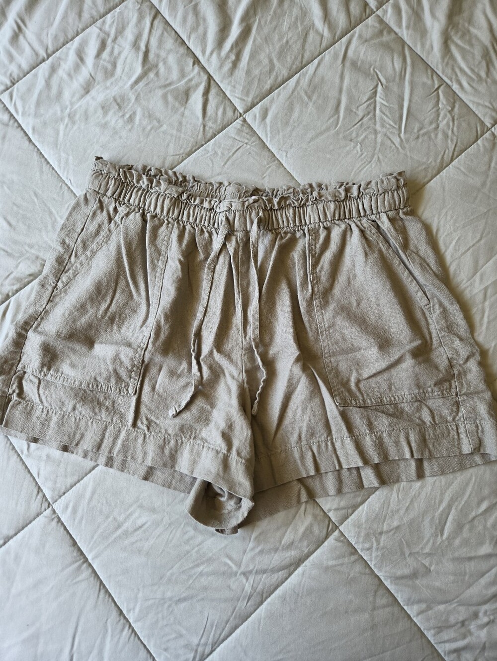 Sonoma Goods For Life Linen Blend Paperbag Waist Drawstring Shorts Petite XL